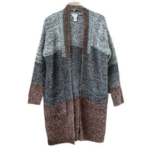 BKE Long Open Cardigan Eyelash Heavyweight Sweater Size Medium Long Sleeves